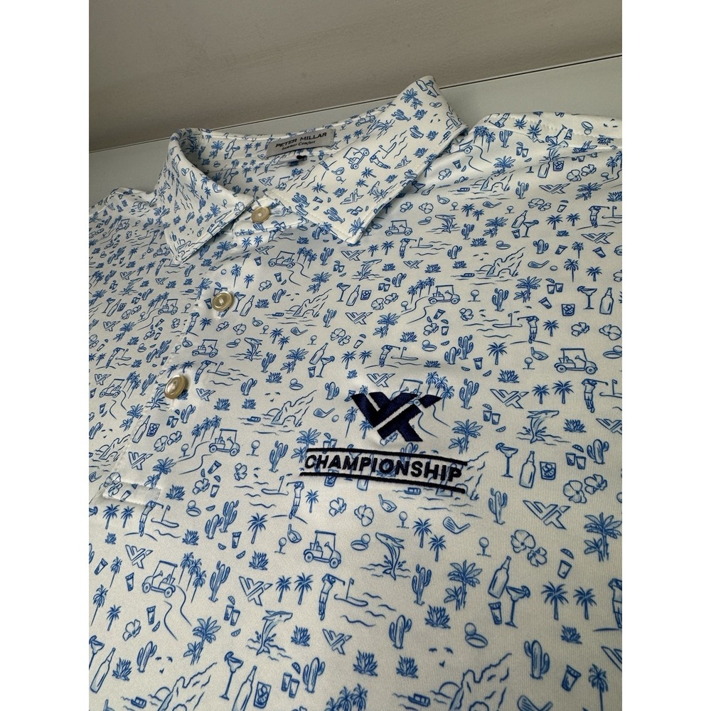 Mens Peter Millar VX Championship Yacht Polo Shirt All Over Print Size XL Golf
